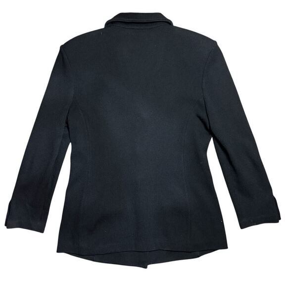 ST. JOHN Basics Santana Knit Button Front Blazer Jacket Black w/ Gold Buttons 10 - Picture 2 of 15